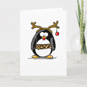 Rudolph penguin holiday card