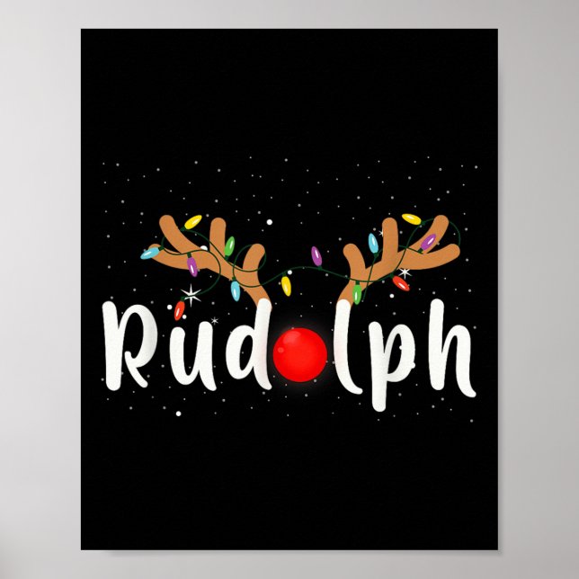 Rudolph Red Nose Funny Kids Reindeer Christmas Lig Poster (Front)