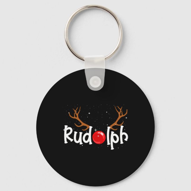 Rudolph Red Nose Reindeer Christmas Fun  Key Ring (Front)