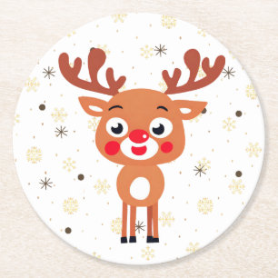 Rudolph Red Nose Reindeer Paper Coaster