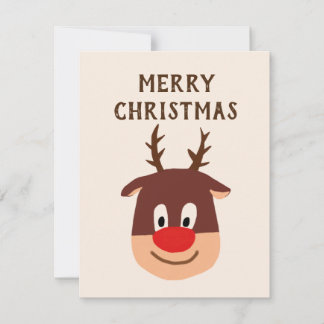 Rudolph Red Nose Reindeer Pink Christmas Card