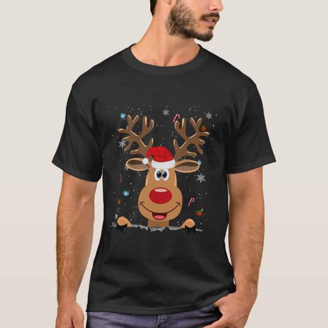 Rudolph Red Nose Reindeer Santa Christmas  T-Shirt (Front)