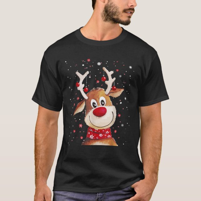 Rudolph Red Nose Santa Claus s Reindeer  T-Shirt (Front)