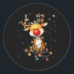 Rudolph Red Nose Santa Claus's Reindeer Christmas  Classic Round Sticker<br><div class="desc">Rudolph Red Nose Santa Claus's Reindeer Christmas Matching</div>