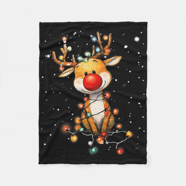 Rudolph Red Nose Santa Claus's Reindeer Christmas  Fleece Blanket (Front)