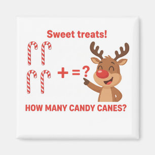 Rudolph Reindeer Candy Cane Math Addition Game Mag Magnet