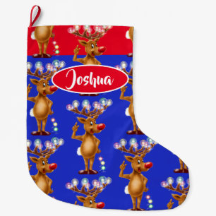 Rudolph Reindeer custom boys Christmas stocking