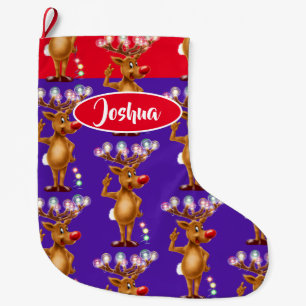 Rudolph Reindeer custom boys Christmas stocking