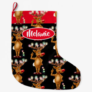 Rudolph Reindeer custom girls Christmas stocking