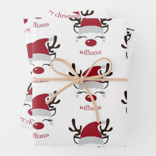 Rudolph Reindeer Family Christmas Wrapping Sheets