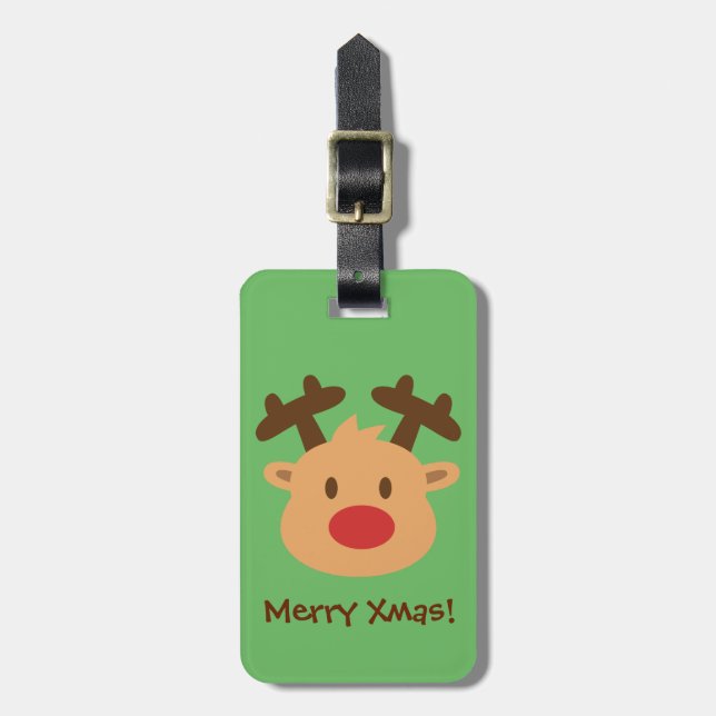 Rudolph Reindeer Kids Luggage Tag (Front Vertical)