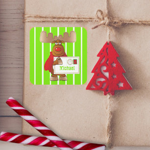 Rudolph Reindeer North Pole Special Delivery Kids  Square Sticker