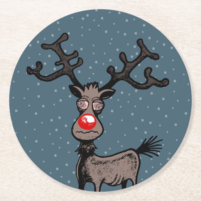 Rudolph Reindeer Paper Coaster (Front)