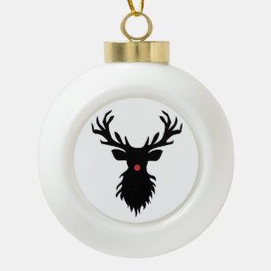Rudolph Reindeer Silhouette Ceramic Ball Christmas Ornament