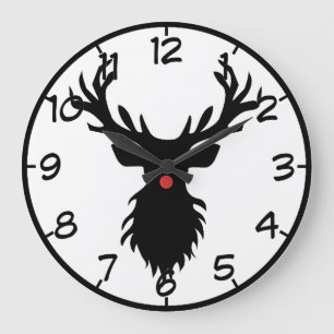 Rudolph Reindeer Silhouette Large Clock