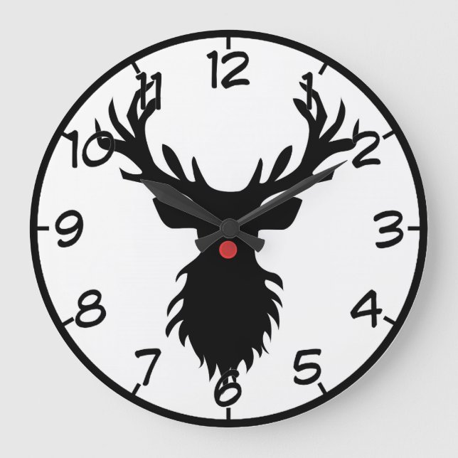 Rudolph Reindeer Silhouette  Large Clock (Front)