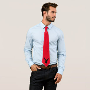 Rudolph Reindeer Silhouette Red Tie