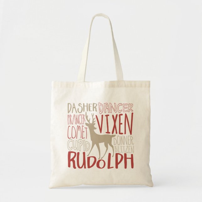 Rudolph Reindeer Silhouette Tote Bag (Front)