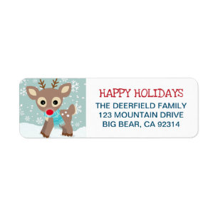 Rudolph Reindeer Snowflake Christmas Address