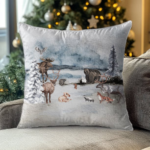 Rudolph Reindeer Woodland Animal Christmas Holiday Cushion