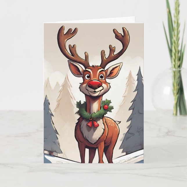 Rudolph Retro Concept Art Folded Holiday Card (Front)