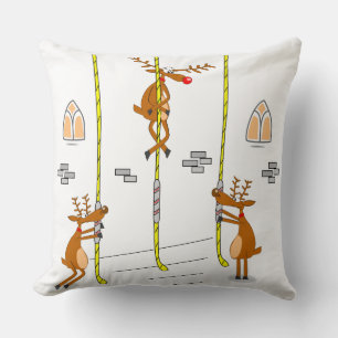 Rudolph ringing the bells cushion