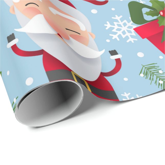 Rudolph Santa Snowflakes Christmas Wrapping Paper (Roll Corner)