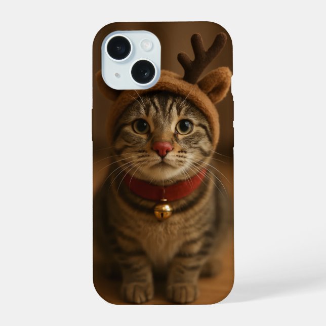 Rudolph the Cat iPhone 15 Case (Back)