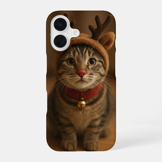 Rudolph the Cat iPhone 16 Case (Back)