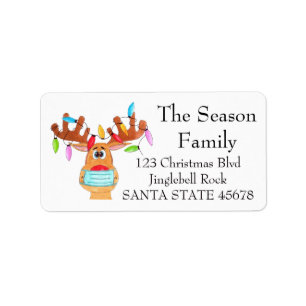 Rudolph the Face Masked Reindeer Label