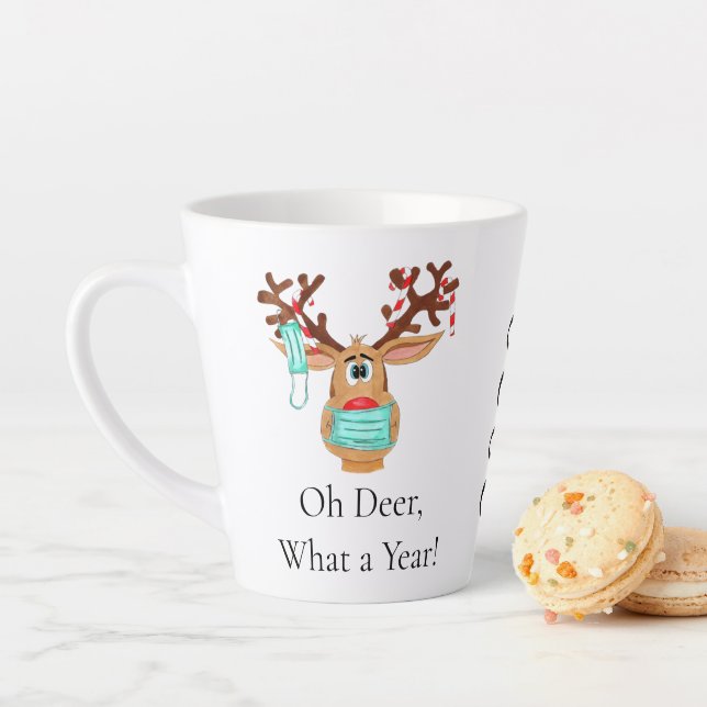 Rudolph the Face Masked Reindeer Latte Mug (In Situ)