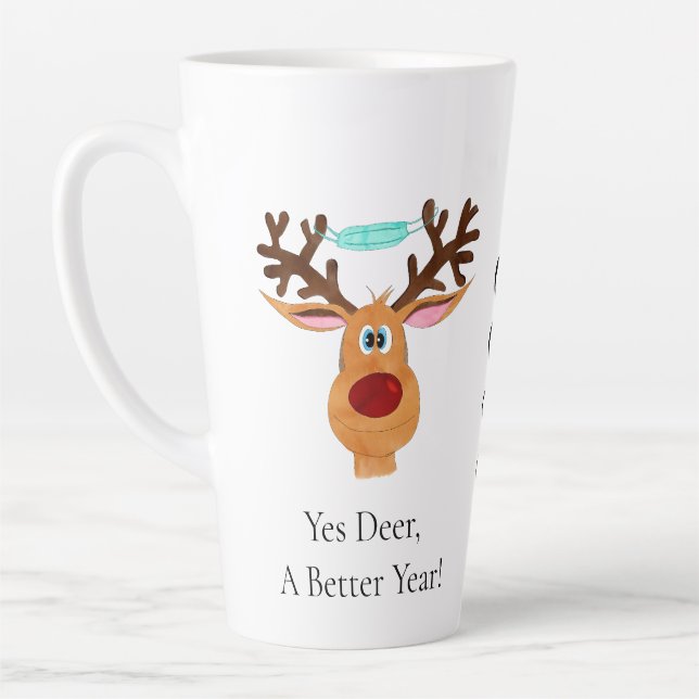 Rudolph the Face Masked Reindeer Latte Mug (Left)