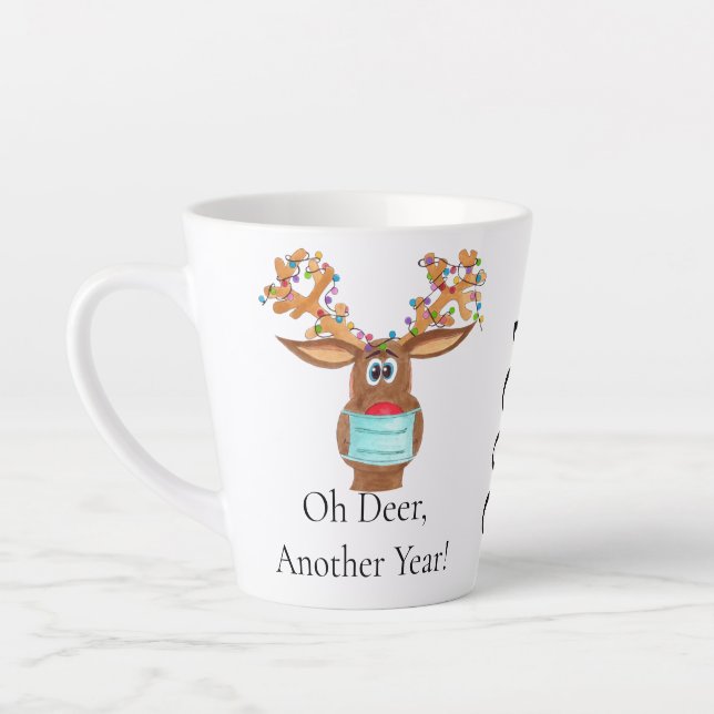 Rudolph the Face Masked Reindeer Latte Mug (Left)
