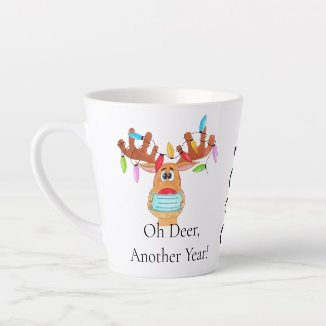 Rudolph the Face Masked Reindeer Latte Mug (Left)
