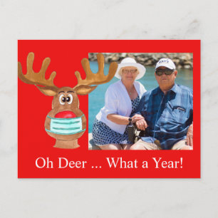 Rudolph the Face Masked Reindeer Photo Card