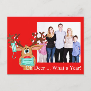 Rudolph the Face Masked Reindeer Photo Card