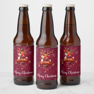 Rudolph The Red Nose Reindeer Christmas Beer Bottle Label