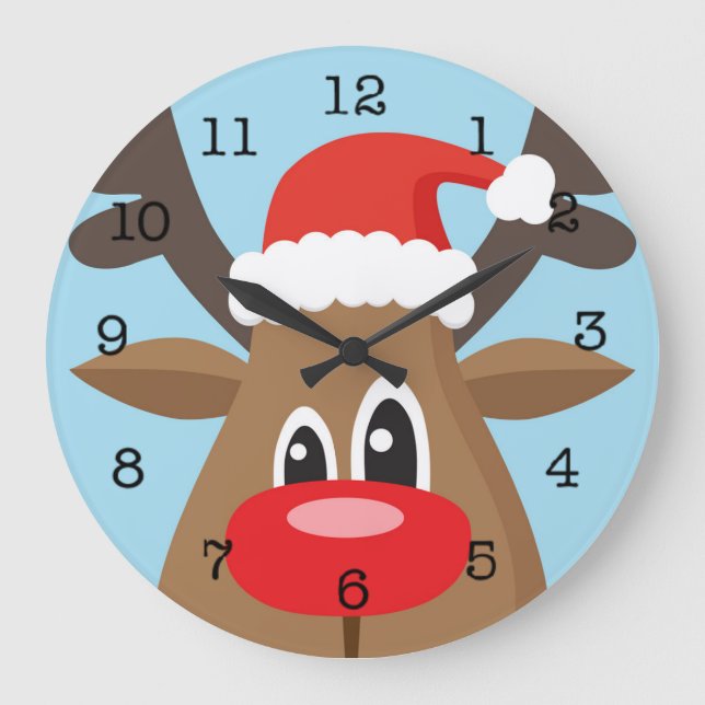 Rudolph The Red Nose Reindeer Christmas Large Clock (Front)