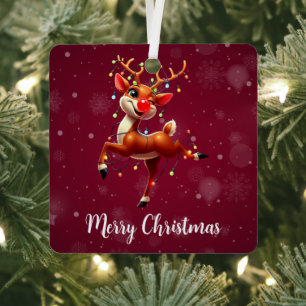 Rudolph The Red Nose Reindeer Christmas Metal Tree Decoration