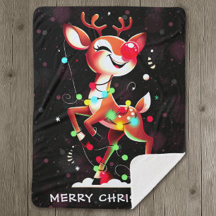 Rudolph The Red Nose Reindeer Christmas Sherpa Blanket
