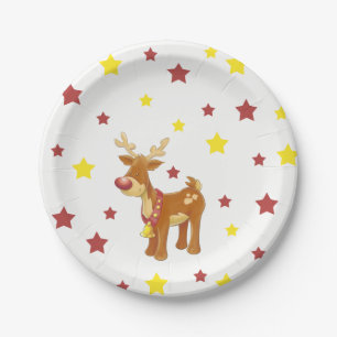 Rudolph the red nosed reindeer Christmas stars Paper Plate