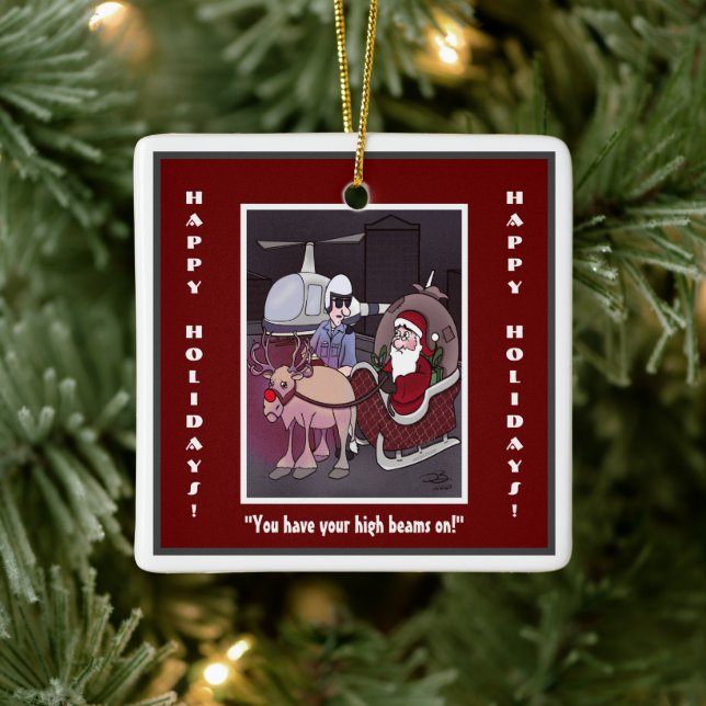 Rudolph The Red-Nosed Square Ceramic Ornament (Tree)