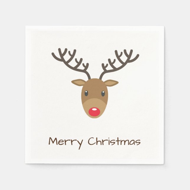 Rudolph The Reindeer Merry Christmas Napkin (Front)