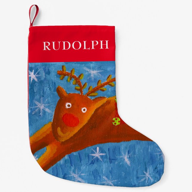 Rudolph the Reindeer Personalised Name Small Christmas Stocking (Front)