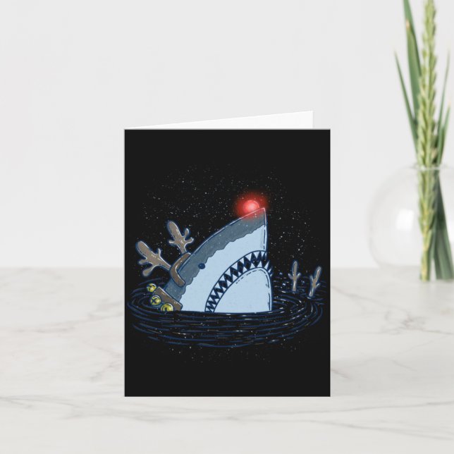 Rudolph The Shark - Funny Christmas Long Sleeve  Card (Front)