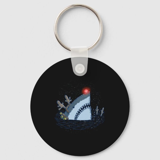 Rudolph The Shark - Funny Christmas Long Sleeve  Key Ring (Front)
