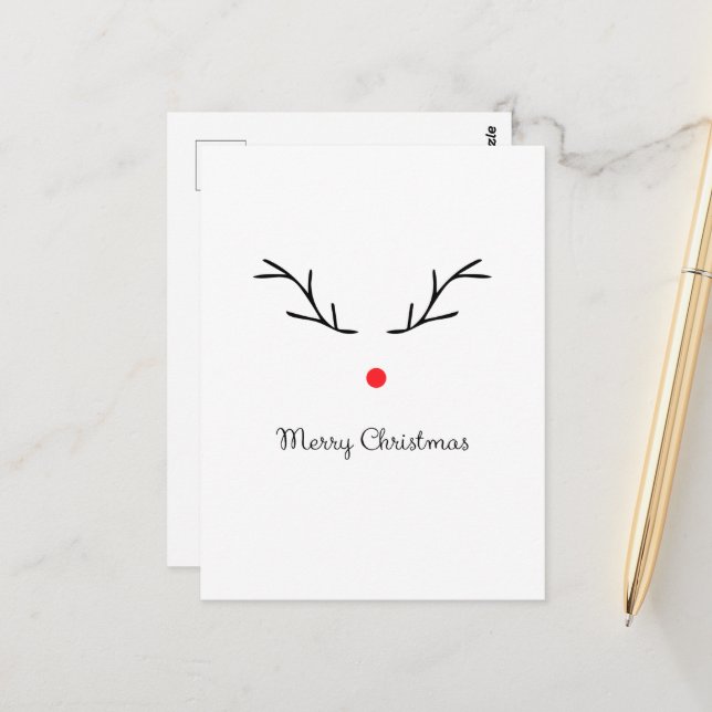 Rudolph themed Christmas Postcard  (Front/Back In Situ)