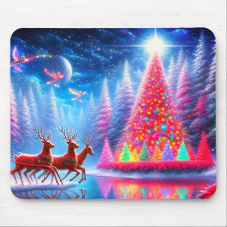 Rudolph + Two Reindeer Get Ready to Assist Santa Mouse Mat