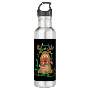 Rudolph with Christmas Lights 710 Ml Water Bottle