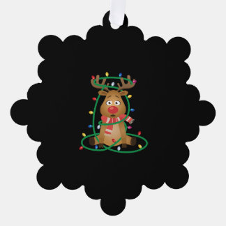 Rudolph with Christmas Lights Tree Decoration Card